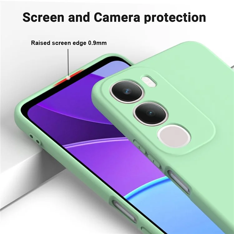 Für vivo Y19s 4G Hülle Flüssiger Silikon-Handyhülle mit Handschlaufe - Grün