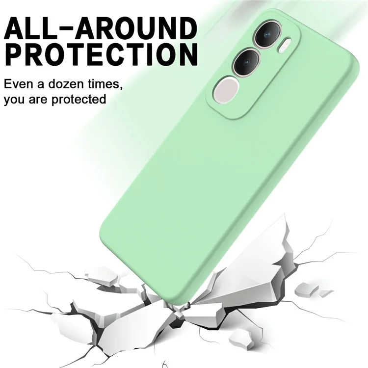Für vivo Y19s 4G Hülle Flüssiger Silikon-Handyhülle mit Handschlaufe - Grün