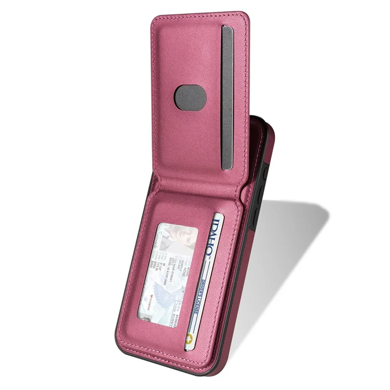 For iPhone 16 Plus Case Compatible with MagSafe Detachable Card Holder Kickstand Leather Phone Back Cover - Red