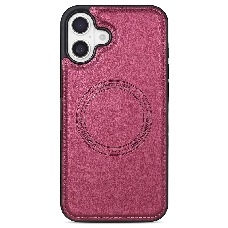 For iPhone 16 Plus Case Compatible with MagSafe Detachable Card Holder Kickstand Leather Phone Back Cover - Red