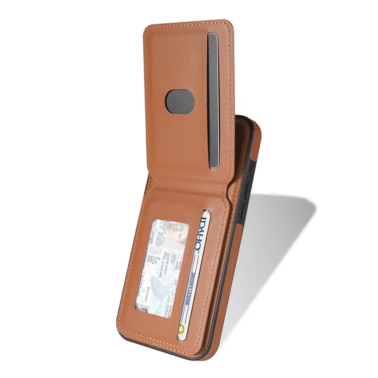Funda para iPhone 16 Pro compatible con MagSafe, con soporte para tarjetas desmontable y soporte - Marrón