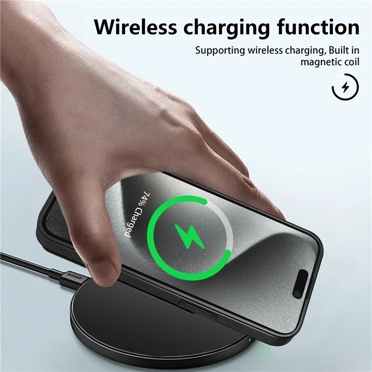 Für iPhone 16 Pro Max Hülle kompatibel mit MagSafe, abnehmbarem Kartenfach, Ständer, Leder-Handy-Rückseite - Schwarz