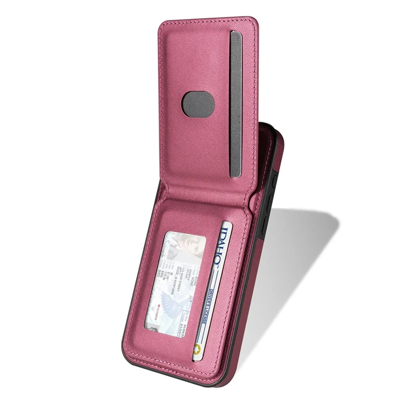 For iPhone 16 Pro Max Case Compatible with MagSafe Detachable Card Holder Kickstand Leather Phone Back Cover - Red