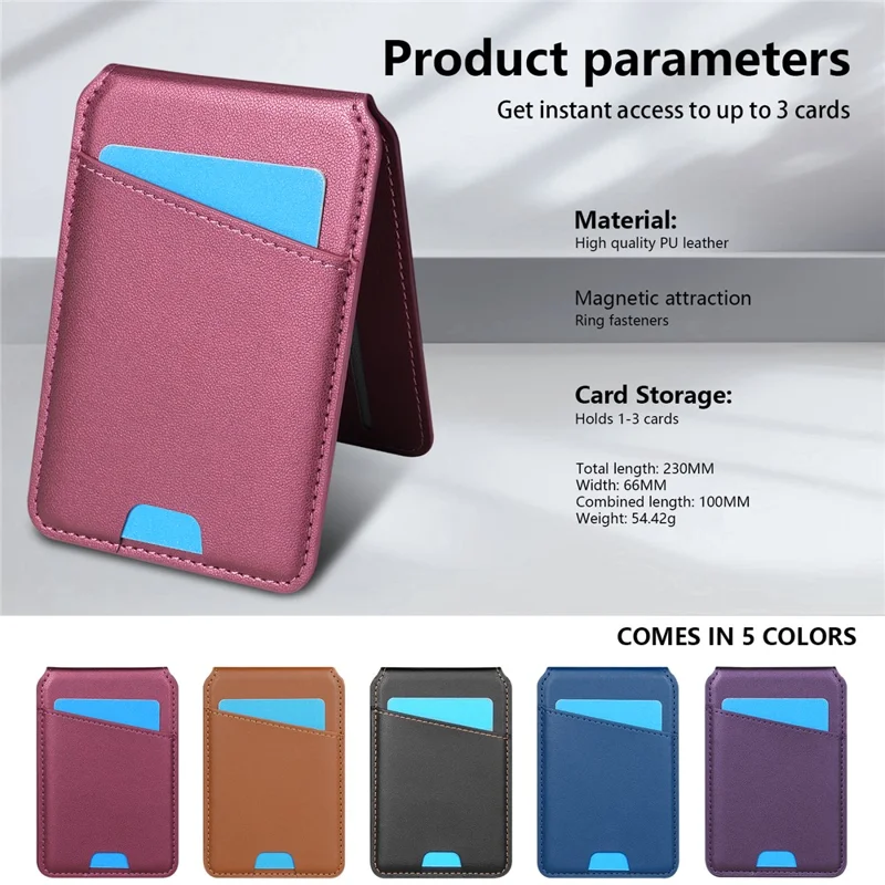 For iPhone 16 Pro Max Case Compatible with MagSafe Detachable Card Holder Kickstand Leather Phone Back Cover - Red
