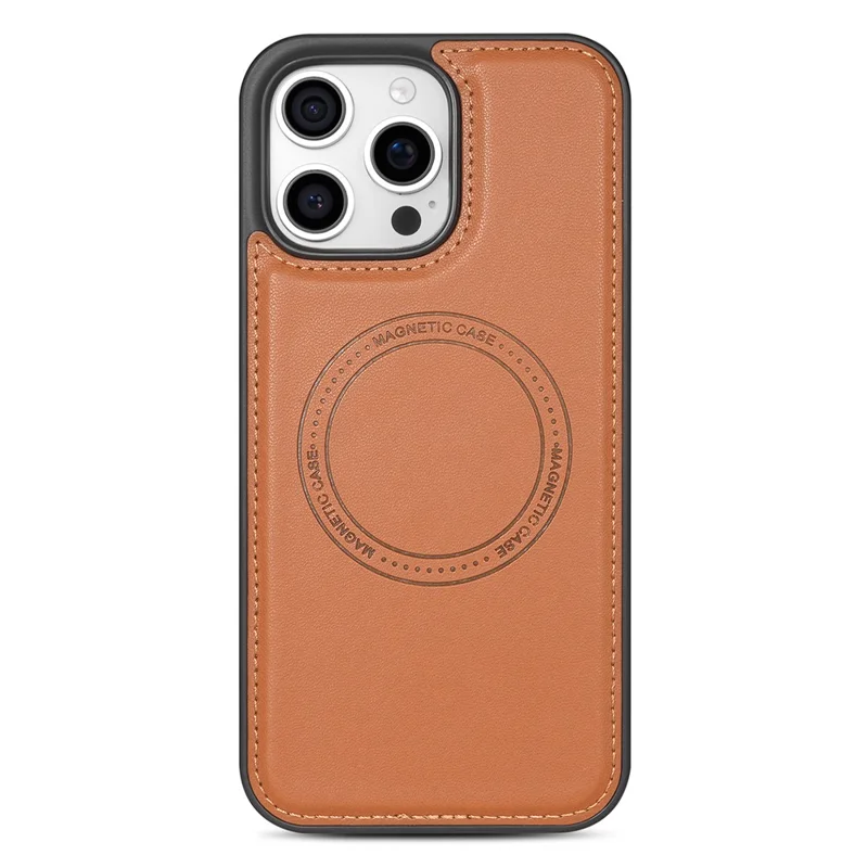 For iPhone 16 Pro Max Case Compatible with MagSafe Detachable Card Holder Kickstand Leather Phone Back Cover - Brown