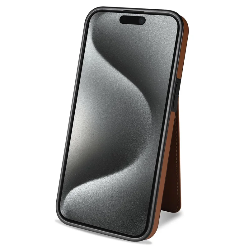 For iPhone 15 Pro Max Case Compatible with MagSafe Detachable Card Holder Kickstand Leather Phone Back Cover - Brown
