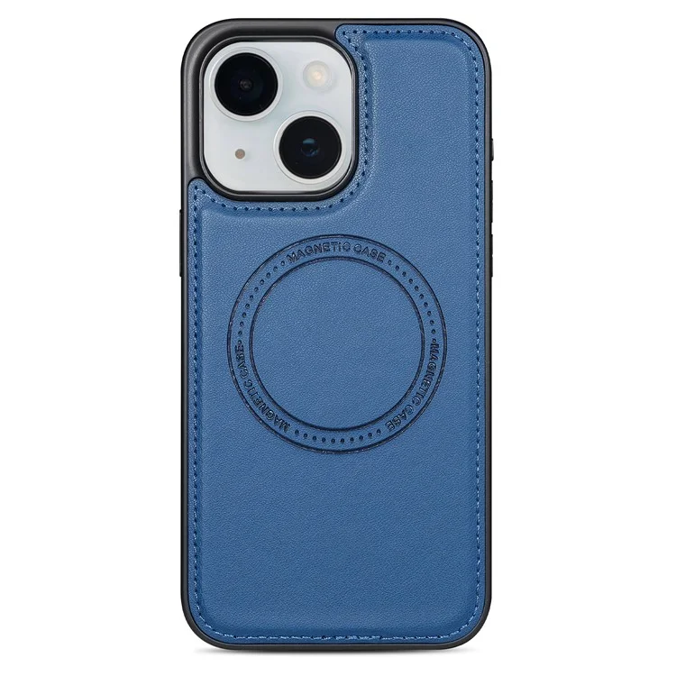 Hülle für iPhone 14 kompatibel mit MagSafe, abnehmbarem Kartenfach, Ständer, Leder-Rückseite - Blau