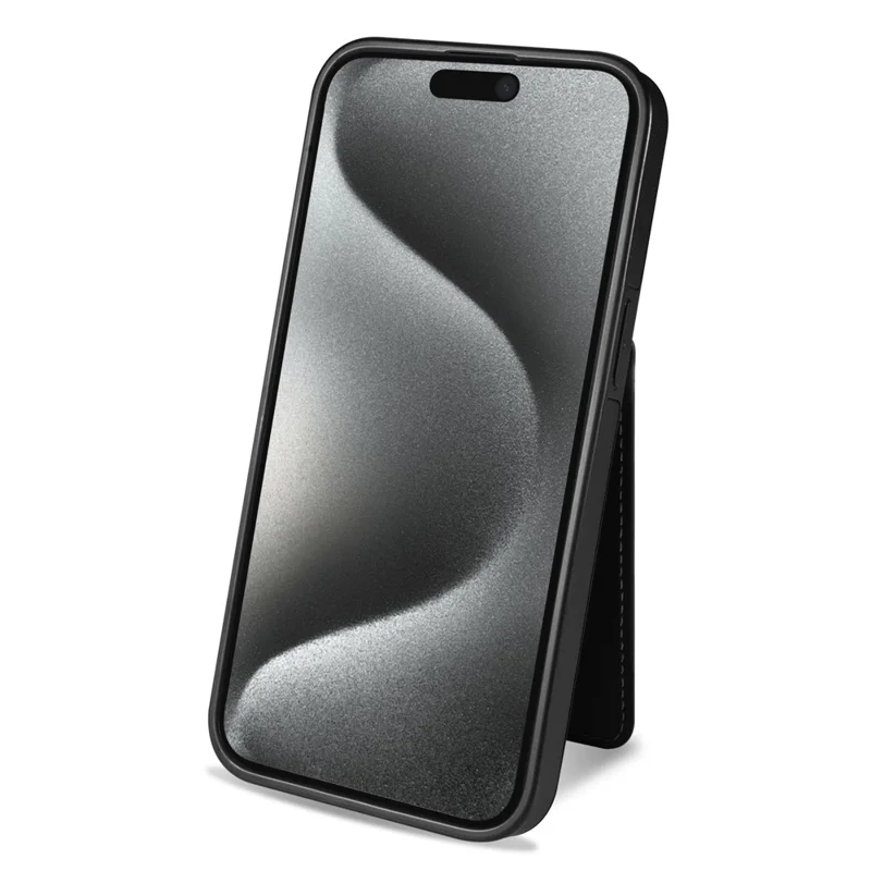 For iPhone 14 Case Compatible with MagSafe Detachable Card Holder Kickstand Leather Phone Back Cover - Black