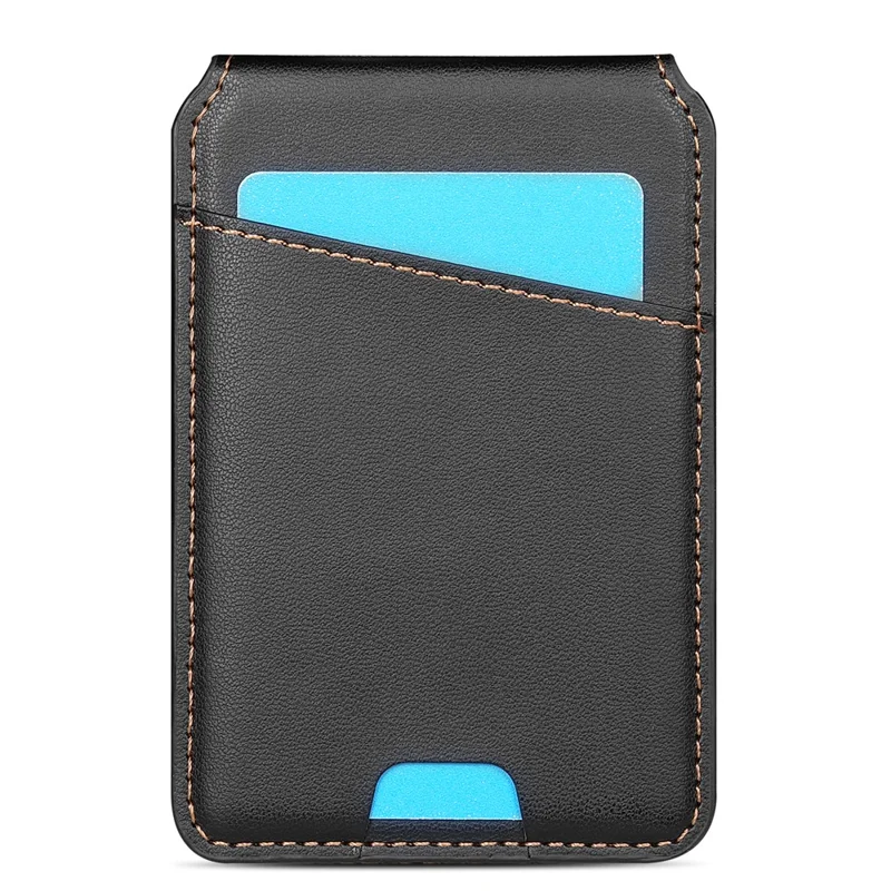 For iPhone 14 Case Compatible with MagSafe Detachable Card Holder Kickstand Leather Phone Back Cover - Black