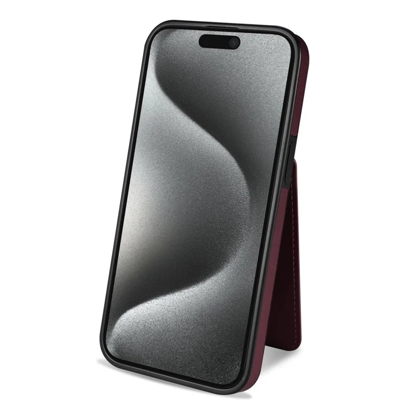For iPhone 14 Case Compatible with MagSafe Detachable Card Holder Kickstand Leather Phone Back Cover - Red