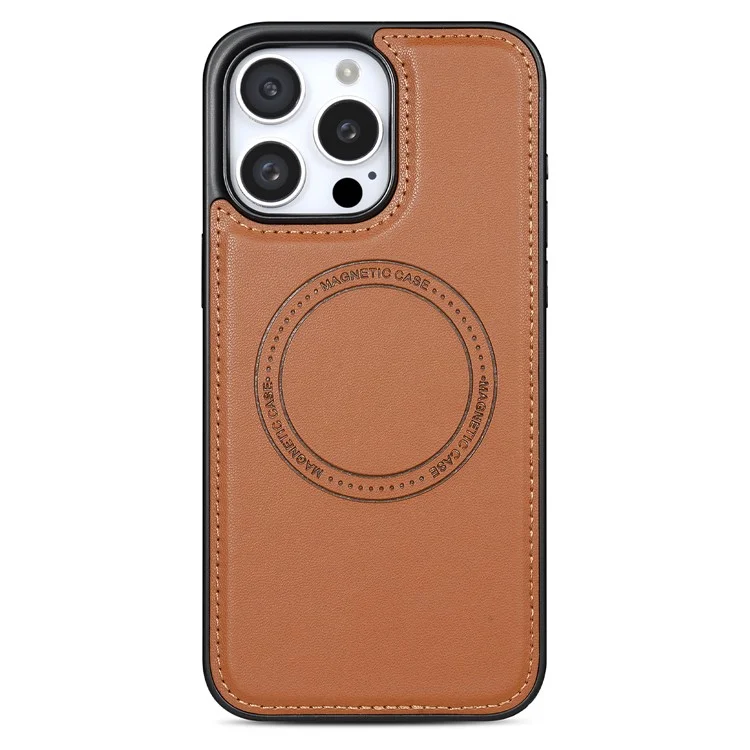 Coque pour iPhone 13 Pro compatible avec MagSafe, support de carte amovible, support de téléphone en cuir - Marron