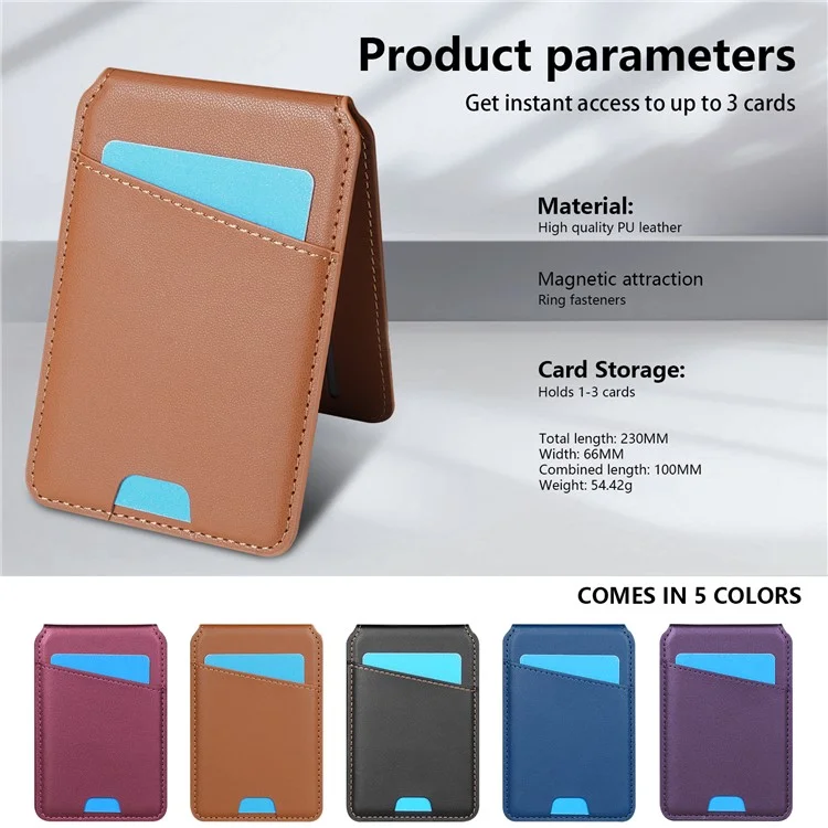 Coque pour iPhone 13 Pro compatible avec MagSafe, support de carte amovible, support de téléphone en cuir - Marron