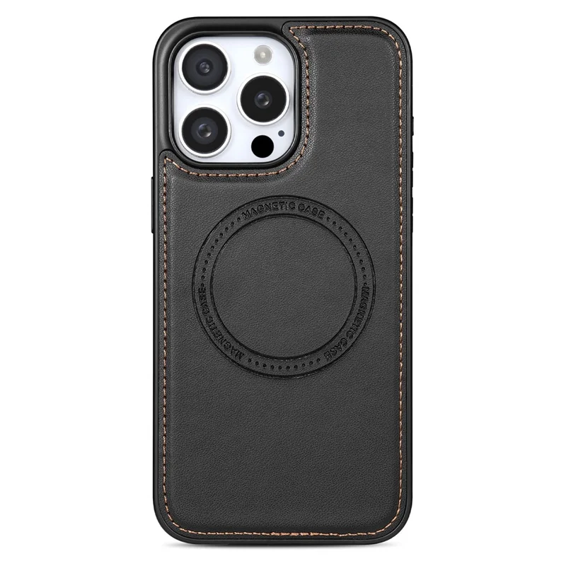 For iPhone 13 Pro Case Compatible with MagSafe Detachable Card Holder Kickstand Leather Phone Back Cover - Black