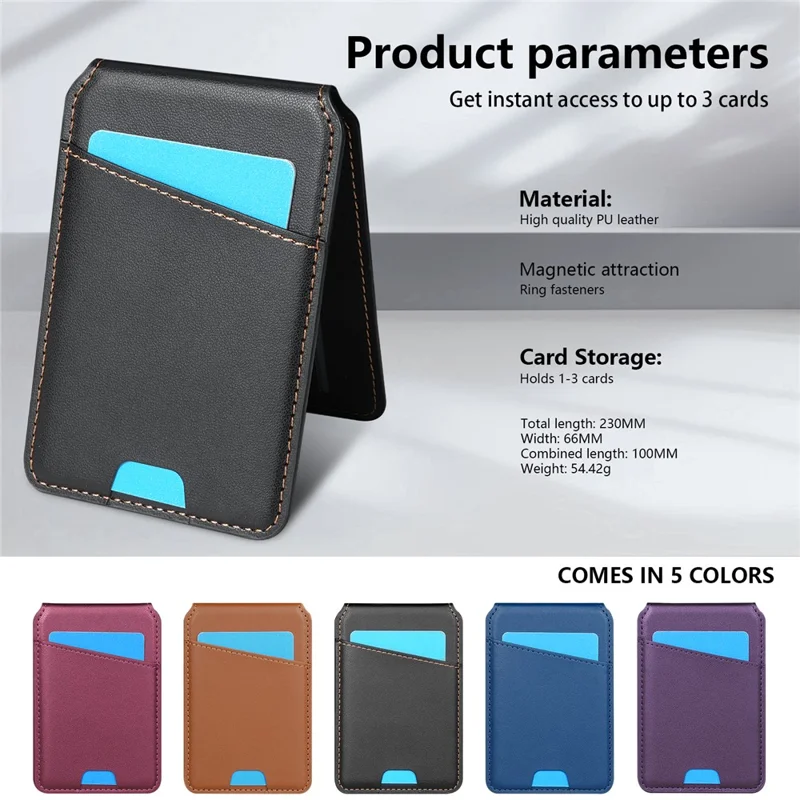 For iPhone 13 Pro Case Compatible with MagSafe Detachable Card Holder Kickstand Leather Phone Back Cover - Black