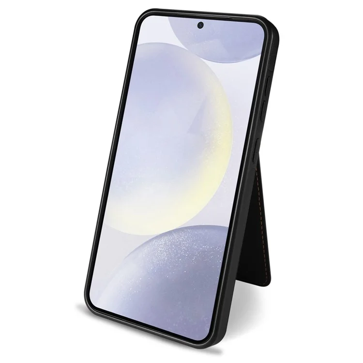 Funda para Samsung Galaxy S25+ compatible con MagSafe, con soporte para tarjetas desmontable y protección de cuero para la parte trasera del teléfono - Negro