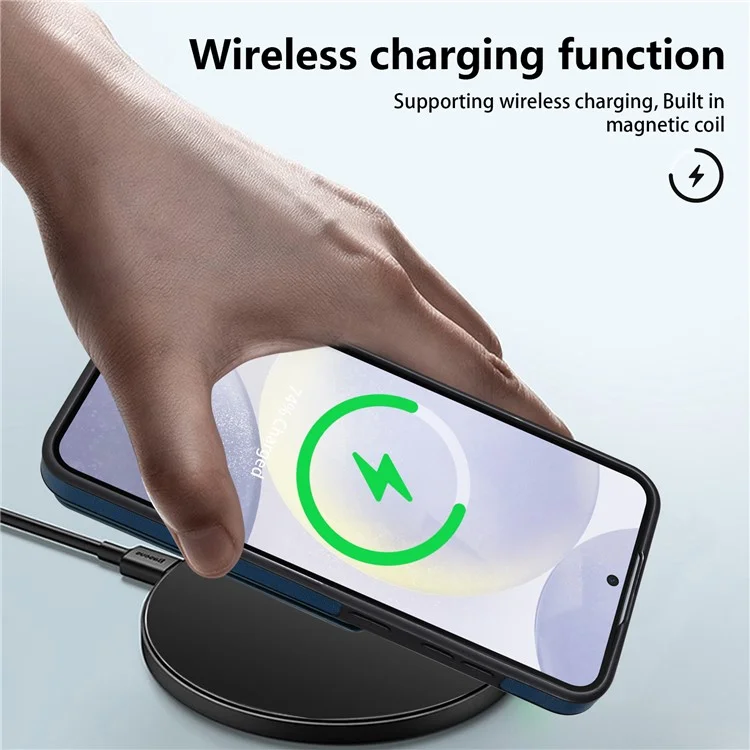 Für Samsung Galaxy S25 Hülle kompatibel mit MagSafe abnehmbarem Kartenfach Ständer Leder Handyhülle - Blau
