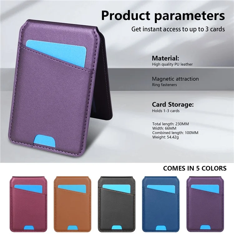 For Samsung Galaxy A55 5G Case Compatible with MagSafe Detachable Card Holder Kickstand Leather Phone Back Cover - Purple