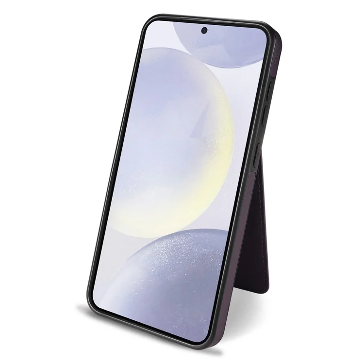 For Samsung Galaxy A55 5G Case Compatible with MagSafe Detachable Card Holder Kickstand Leather Phone Back Cover - Purple