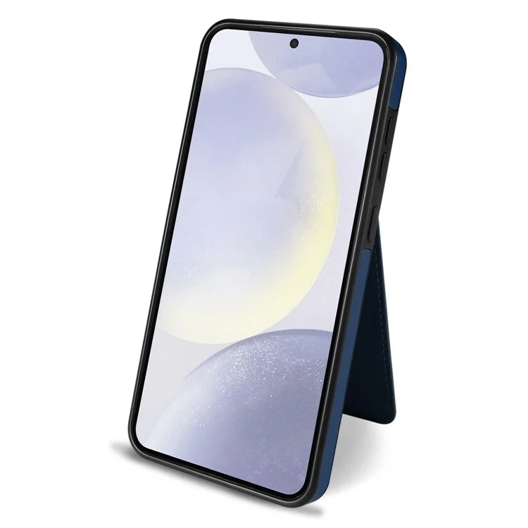Für Samsung Galaxy S24 Hülle kompatibel mit MagSafe, abnehmbarem Kartenhalter, Ständer, Leder-Handyhülle - Blau