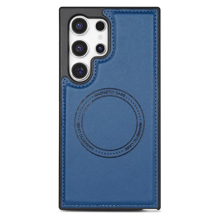 Funda para Samsung Galaxy S24 Ultra compatible con MagSafe, con soporte para tarjetas desmontable y protección de cuero para la parte trasera del teléfono - Azul