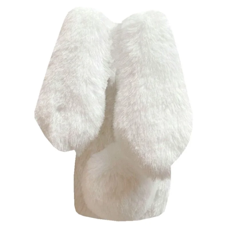 For Samsung Galaxy A26 5G Case Bunny Ears Furry Soft TPU Protective Phone Cover - White