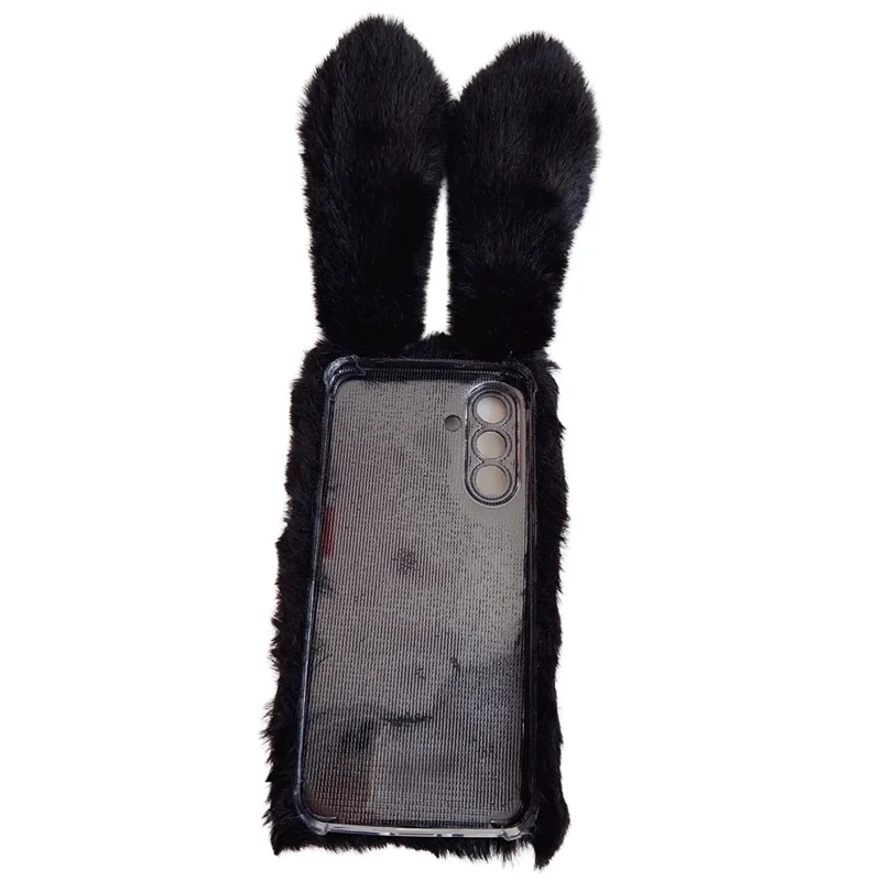 For Samsung Galaxy A26 5G Case Bunny Ears Furry Soft TPU Protective Phone Cover - White