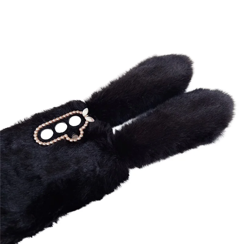 For Samsung Galaxy A26 5G Case Bunny Ears Furry Soft TPU Protective Phone Cover - White