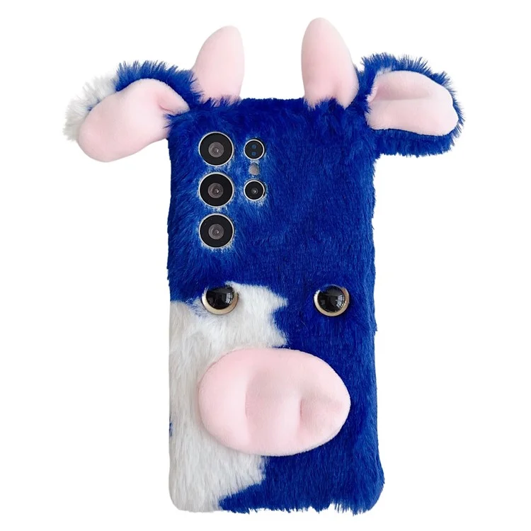 Capa para Samsung Galaxy S25 Ultra Fluffy Cows Ear Soft TPU Protective Phone Cover - Azul
