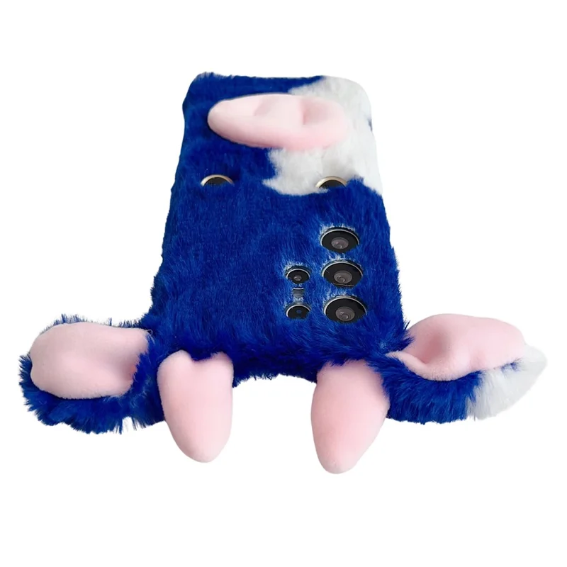 Capa para Samsung Galaxy S25 Ultra Fluffy Cows Ear Soft TPU Protective Phone Cover - Azul