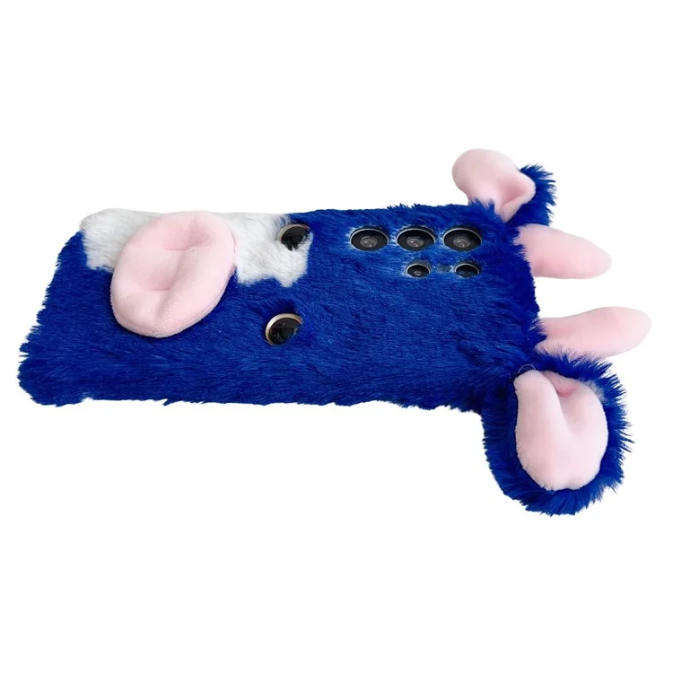 Capa para Samsung Galaxy S25 Ultra Fluffy Cows Ear Soft TPU Protective Phone Cover - Azul