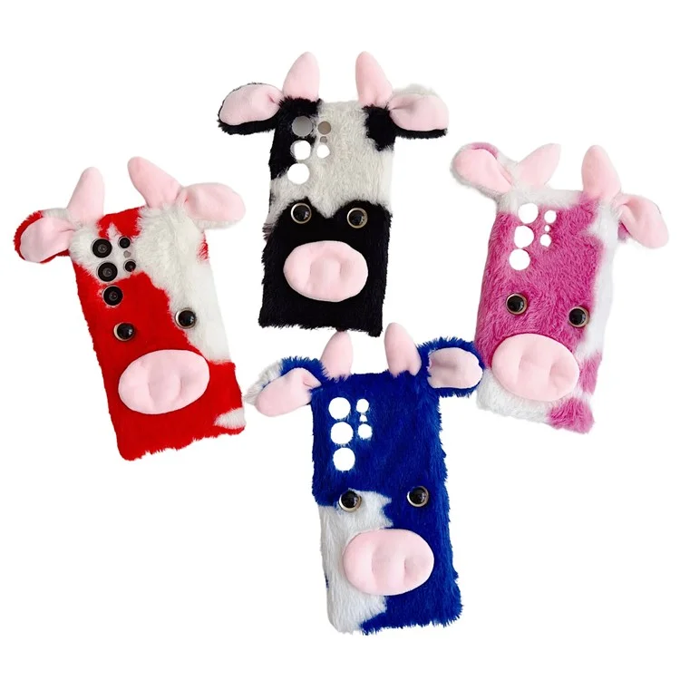 Capa para Samsung Galaxy S25 Ultra Fluffy Cows Ear Soft TPU Protective Phone Cover - Azul