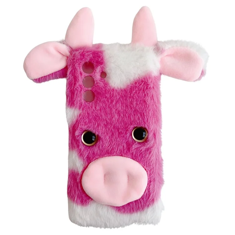 For Samsung Galaxy A26 5G Case Fluffy Cows Ear Soft TPU Protective Phone Cover - Rose