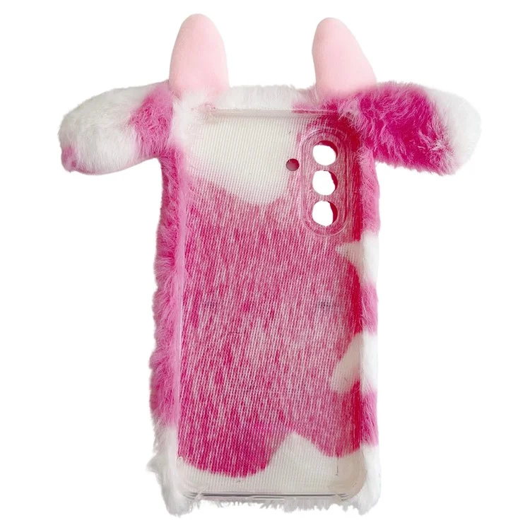 For Samsung Galaxy A26 5G Case Fluffy Cows Ear Soft TPU Protective Phone Cover - Rose