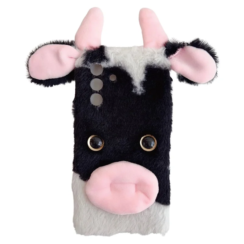 For Samsung Galaxy A26 5G Case Fluffy Cows Ear Soft TPU Protective Phone Cover - Black