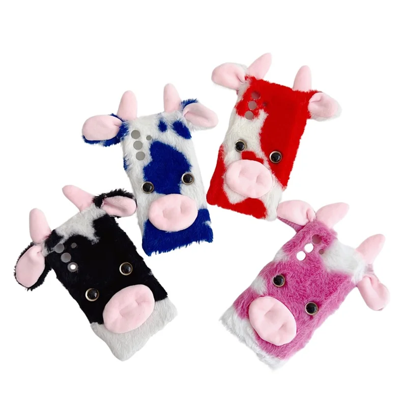 For Samsung Galaxy A26 5G Case Fluffy Cows Ear Soft TPU Protective Phone Cover - Black