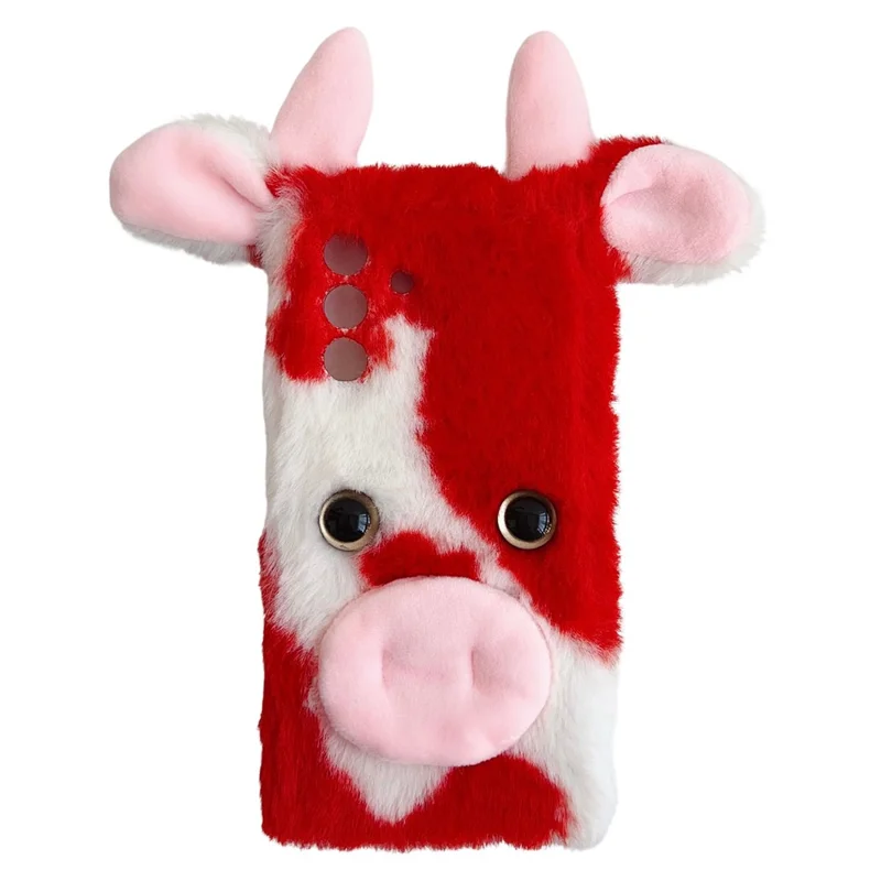 For Samsung Galaxy A26 5G Case Fluffy Cows Ear Soft TPU Protective Phone Cover - Red