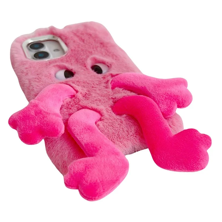 Für iPhone 16 Flauschiges Telefon-Etui mit langen Beinen und ausdrucksstarkem Auge TPU Mobile Cover - Rose