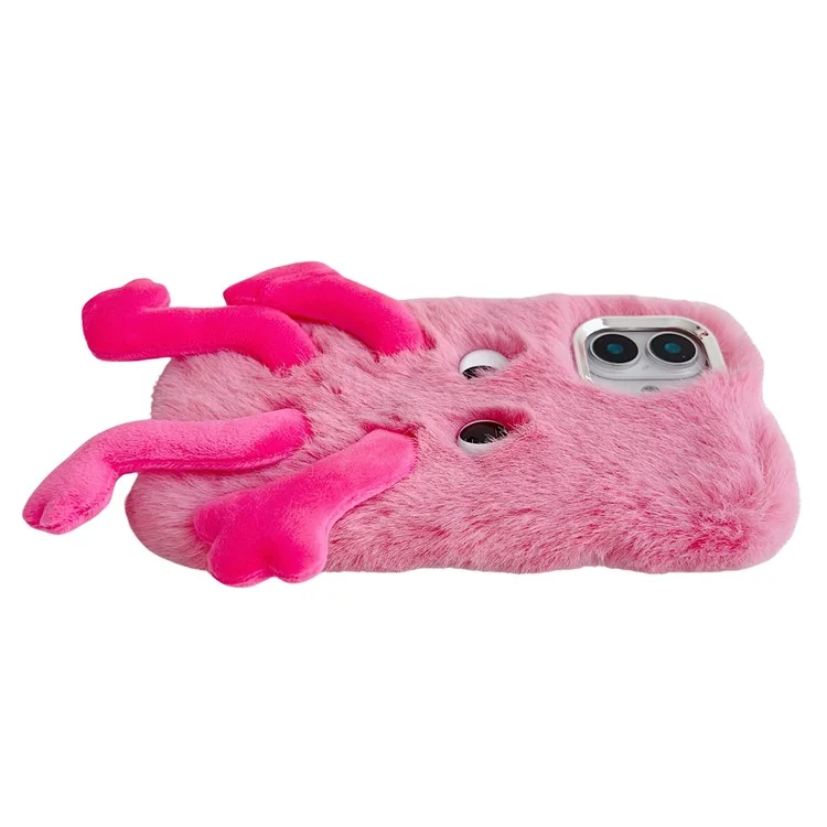 Für iPhone 16 Flauschiges Telefon-Etui mit langen Beinen und ausdrucksstarkem Auge TPU Mobile Cover - Rose