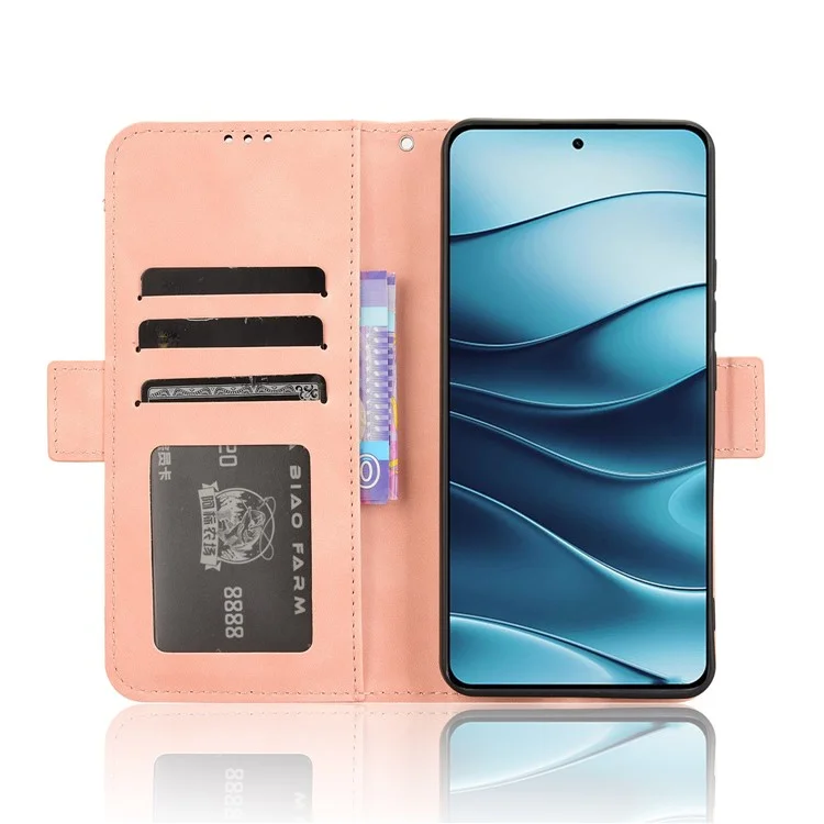 Capa de couro com vários slots para cartões para Xiaomi Redmi Note 14 4G / 5G - Rosa
