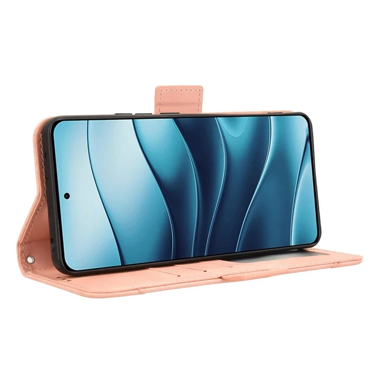Capa de couro com vários slots para cartões para Xiaomi Redmi Note 14 4G / 5G - Rosa