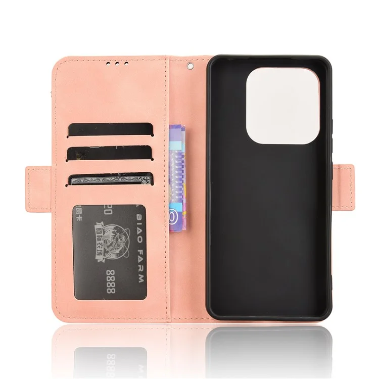 Capa de couro com vários slots para cartões para Xiaomi Redmi Note 14 4G / 5G - Rosa