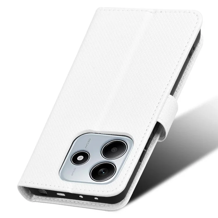 Для Xiaomi Redmi Note 14 4G / 5G Чехол из искусственной кожи с текстурой бриллианта Чехол-бумажник - Белый