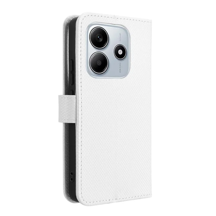 Для Xiaomi Redmi Note 14 4G / 5G Чехол из искусственной кожи с текстурой бриллианта Чехол-бумажник - Белый