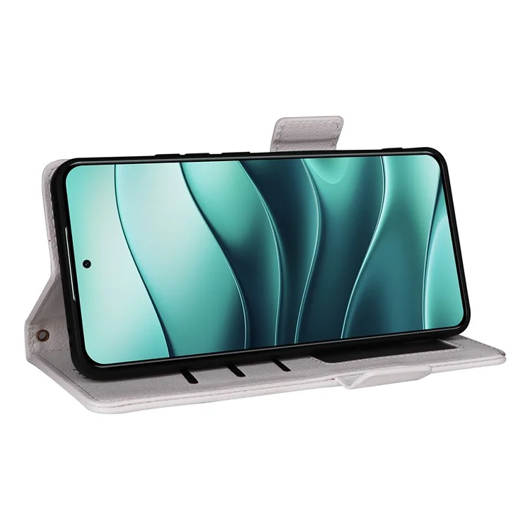 Для Xiaomi Redmi Note 14 4G / 5G Чехол с текстурой личи Кожаный кошелек Flip Phone Cover - Белый