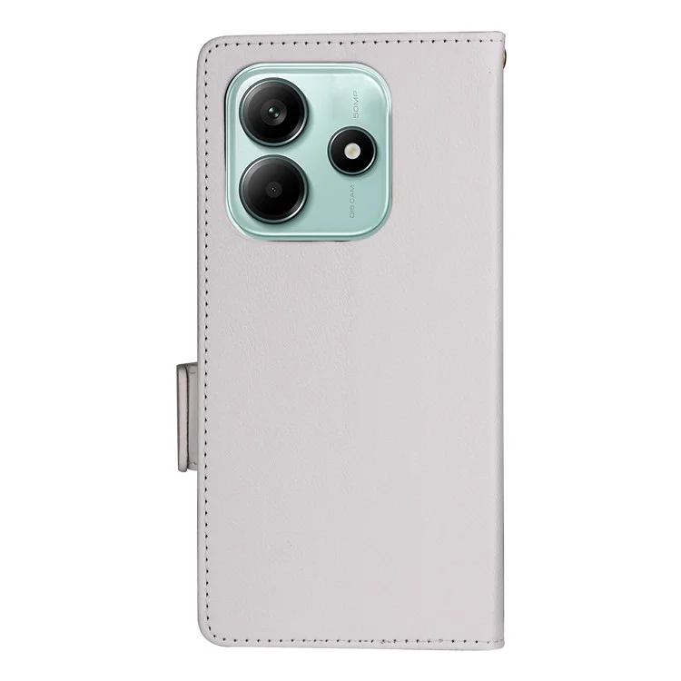 Для Xiaomi Redmi Note 14 4G / 5G Чехол с текстурой личи Кожаный кошелек Flip Phone Cover - Белый
