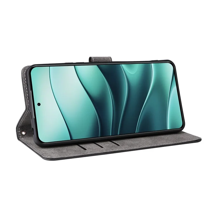 Funda tipo cartera para Xiaomi Redmi Note 14 4G / 5G, con bloqueo RFID, de piel sintética (PU) y vista frontal - Negro