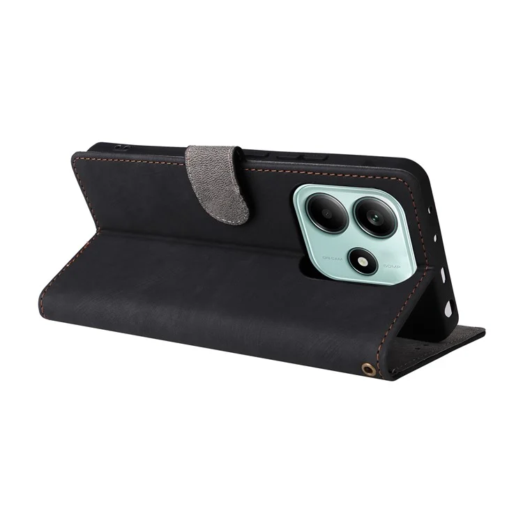 Funda tipo cartera para Xiaomi Redmi Note 14 4G / 5G, con bloqueo RFID, de piel sintética (PU) y vista frontal - Negro
