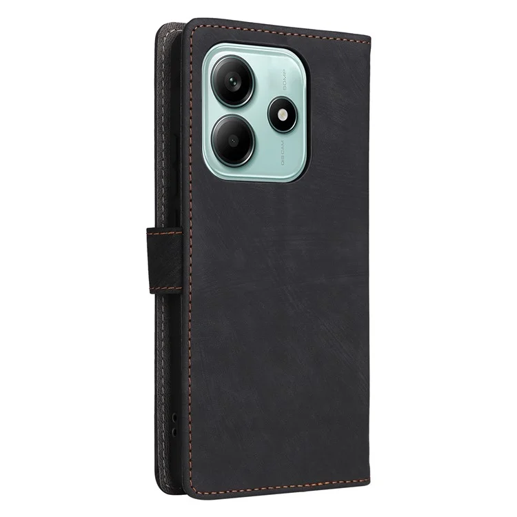 Funda tipo cartera para Xiaomi Redmi Note 14 4G / 5G, con bloqueo RFID, de piel sintética (PU) y vista frontal - Negro
