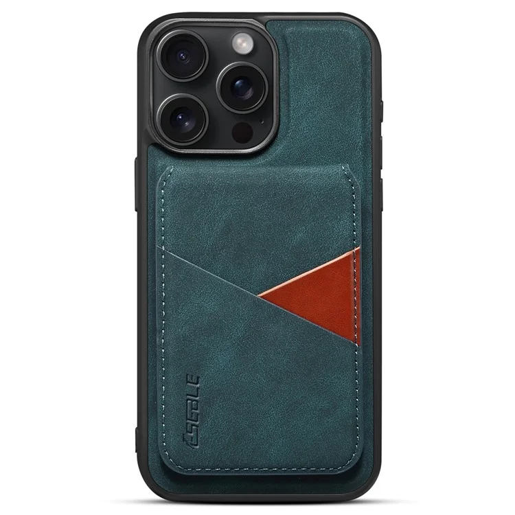 ESEBLE E2 Magnetische Hülle für iPhone 15 Pro mit RFID-Blockierung, Retro-Leder-Rückseite mit abnehmbarem Kartenfach - Grün