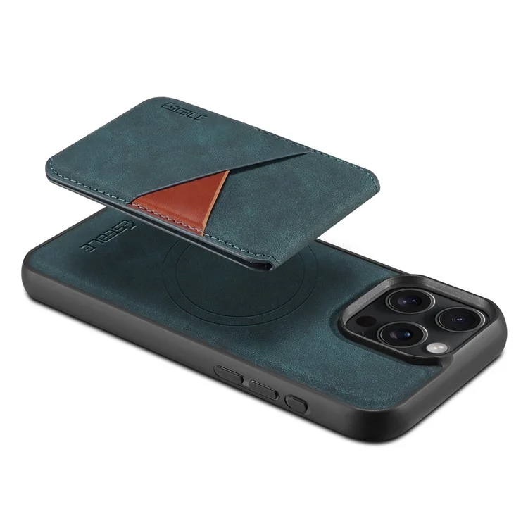 ESEBLE E2 Magnetische Hülle für iPhone 15 Pro mit RFID-Blockierung, Retro-Leder-Rückseite mit abnehmbarem Kartenfach - Grün